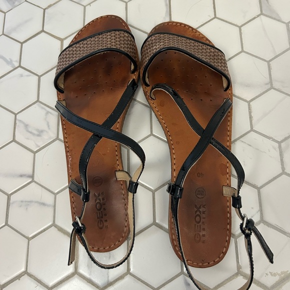 Geox Reapira Strappy Sandals with Woven Detail, Sz 10 - Picture 4 of 6